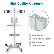 DIY Mobile Workstation Cart Computer Workstation 2-Monitor