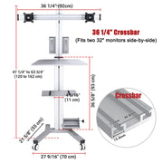 DIY Mobile Workstation Cart Computer Workstation 2-Monitor