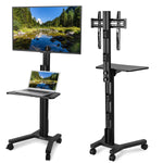 DIY NexusX Heavy Duty Rolling TV Stand Mounts 32-65in Screen Adjustable Height