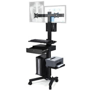 DIY NexusX 2-Monitor Mobile Workstation Cart w/ Locking Storage Drawer