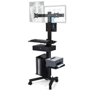DIY NexusX 2-Monitor Mobile Workstation Cart w/ Locking Storage Drawer
