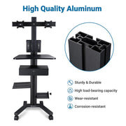 DIY NexusX 2-Monitor Mobile Workstation Cart w/ Locking Storage Drawer