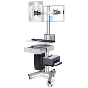 DIY NexusX 2-Monitor Mobile Workstation Cart w/ Locking Storage Drawer