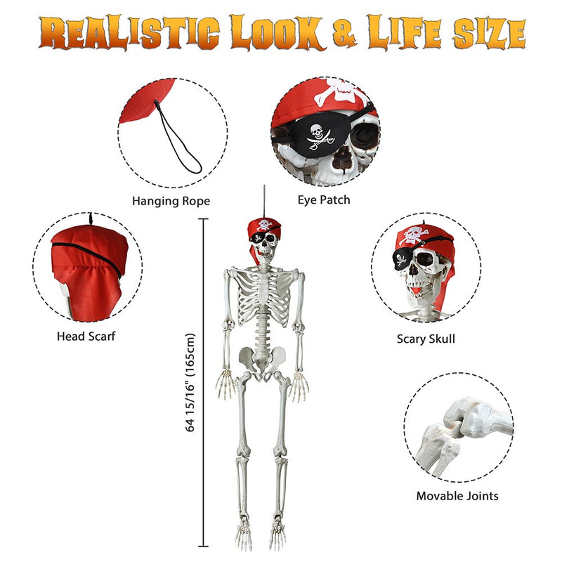 Halloween Party DIY 5.4 ft. Skeleton Prop Posable Full Body