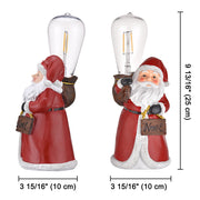 Set(2) Santa Figurine with LED Edison Bulb Battery Powered