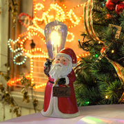 Set(2) Santa Figurine with LED Edison Bulb Battery Powered