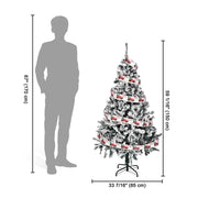 5 ft White Christmas Tree with Flocking & Ribbon