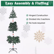 7.5 feet Faux Christmas Tree with Ribbon Metal Stand