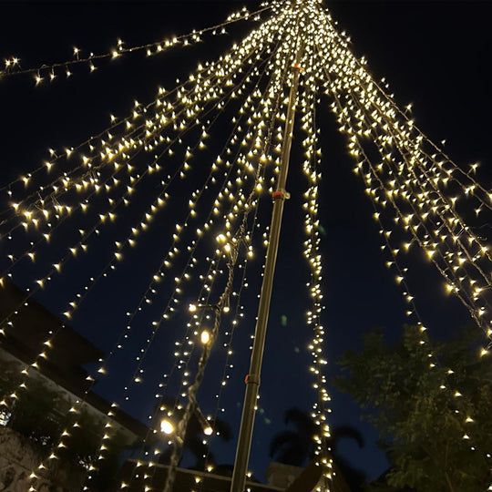 DIY 28ft Patio Outdoor Lights Tree Warm White 20'Hx26'D