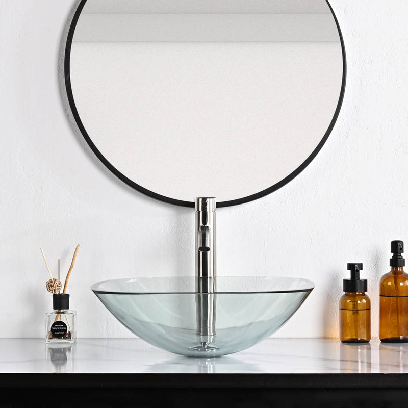 Square Vessel Tempered Glass Bathroom Sink