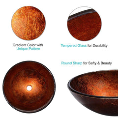 Vintage Round Vessel Tempered Glass Bathroom Sink