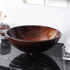 Antique Round Vessel Tempered Glass Bathroom Sink
