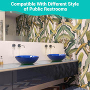 DIY Bathroom Sink Tempered Glass Countertop Vanity Sink Round Blue Green