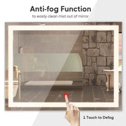 Frameless Bathroom Mirror with Lights Touch Switch 32x24