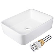DIY Rectangular Vessel Bathroom Porcelain Sink w/ Drain