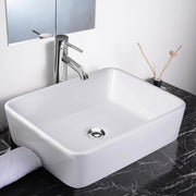Aquaterior Rectangular Vessel Bathroom Porcelain Sink w/ Drain