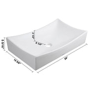 Aquaterior XL Rectangle Vessel Bathroom Porcelain Sink w/ Drain