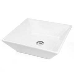 Aquaterior Square Vessel Bathroom Porcelain Sink w/ Drain