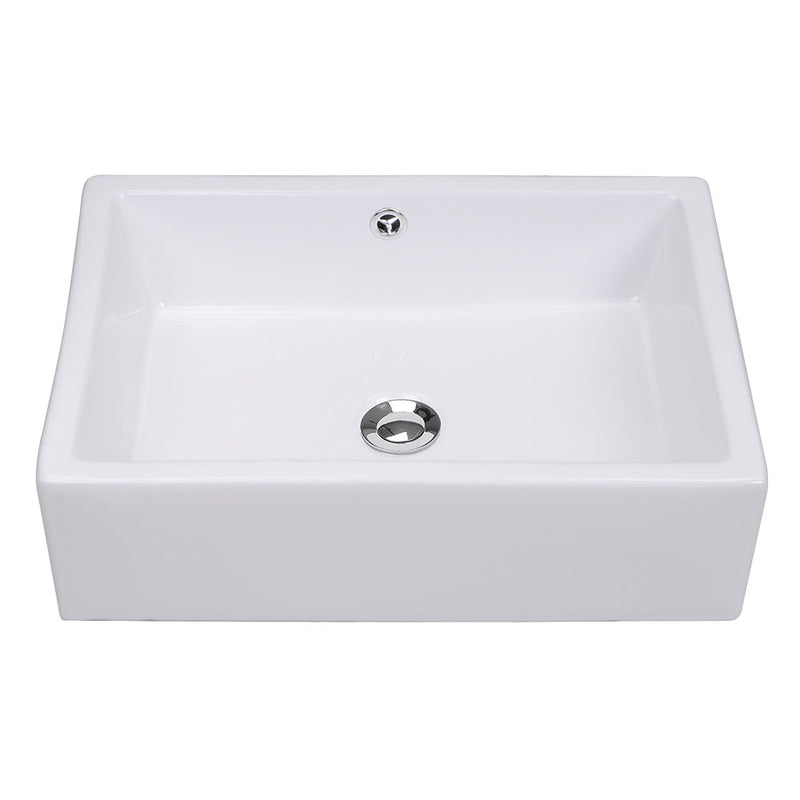 Aquaterior Rectangle Bath Vessel Porcelain Sink w/ Overflow & Drain ...