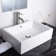 Aquaterior Rectangle Bath Vessel Porcelain Sink w/ Overflow & Drain