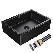 DIY Rectangle Vessel Porcelain Sink Black w/ Overflow Drain