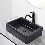 DIY Rectangle Vessel Porcelain Sink Black w/ Overflow Drain