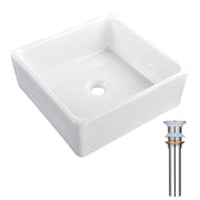 Aquaterior Square Bathroom Vessel Sink wth Drain & Tray 15"x15"
