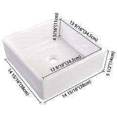 Aquaterior Square Bathroom Vessel Sink wth Drain & Tray 15