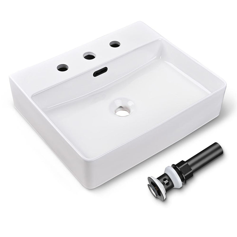Aquaterior Rectangle Sink for 3 Hole Faucet with Overflow & Drain