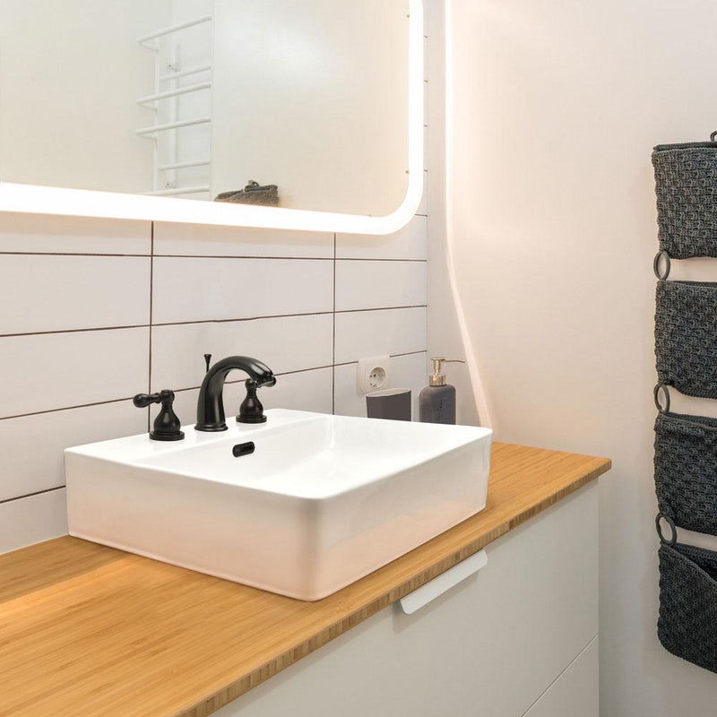 Aquaterior Rectangle Sink for 3 Hole Faucet with Overflow & Drain