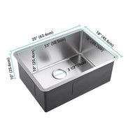 DIY 25" Undermount Single Stainless Kitchen Sink with Drain Basin Rack