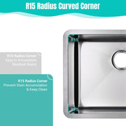 DIY 23" Undermount Single Stainless Kitchen Sink with Drain Basin Rack