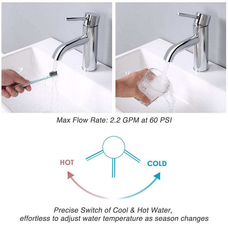 Aquaterior Bathroom Lavatory Faucet Single Handle 7.5"H