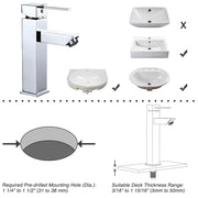 DIY Bathroom Faucet Single-Hole Square 8"H