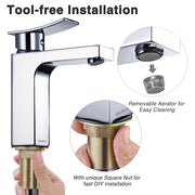 DIY Bathroom Faucet Single-Hole Square 7.5"H