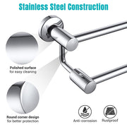 DIY Wall-Mounted Double Towel Bars Stainless Steel Chrome Finish