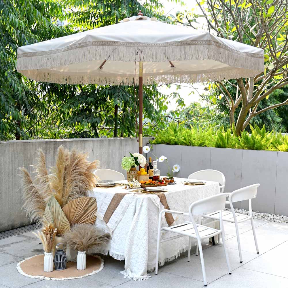 9' tilt patio umbrella DIY 9 ft 8 Ribs Wooden Patio Umbrella Tilt 100% solution-dyed