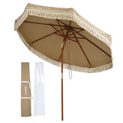 DIY 9 ft 8 Ribs Wooden Patio Umbrella Tilt Color Options