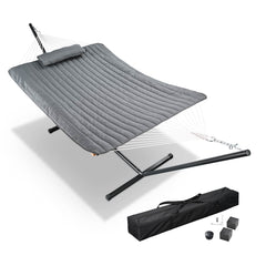 Quited Hammock with Stand Net for 2-Person Backyard Indoor