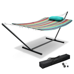 Quited Hammock with Stand Net for 2-Person Backyard Indoor