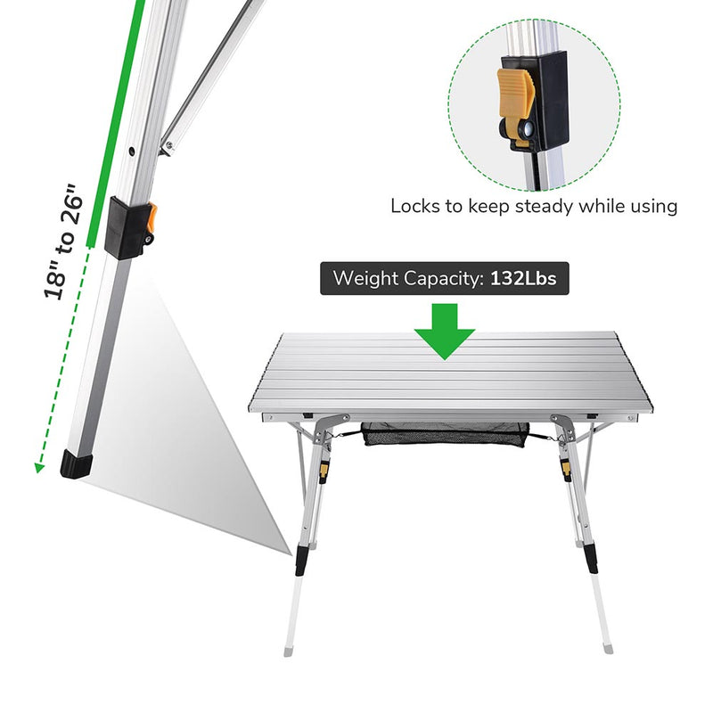 Foldable Camping Table Lightweight 35"x20"x(17" to 26")
