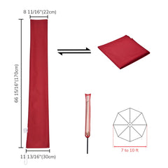Outdoor Patio Umbrella Cover for 10ft Umbrellas Red/Tan