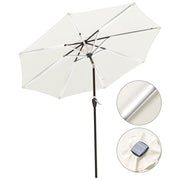 9 ft Lighted Patio Umbrella Solar Umbrella Tilt 8-Rib