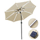 10 ft Lighted Patio Umbrella Solar Umbrella Tilt 8-Rib