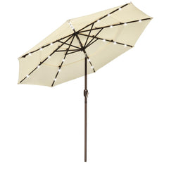 9 Foot Tilting Patio Umbrella with Light 3-Tiered