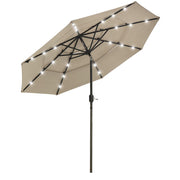 9 Foot Tilting Patio Umbrella with Light 3-Tiered