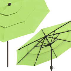 9 Foot Tilting Patio Umbrella with Light 3-Tiered
