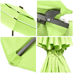 9 Foot Tilting Patio Umbrella with Light 3-Tiered