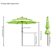 9 Foot Tilting Patio Umbrella with Light 3-Tiered