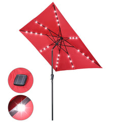 9 ft Lighted Patio Umbrella Square Solar Umbrella Tilt 8-Rib